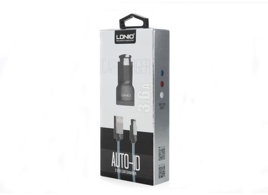 Ldnio Car Charger 3.6A Auto-ID 2USB/LED Light